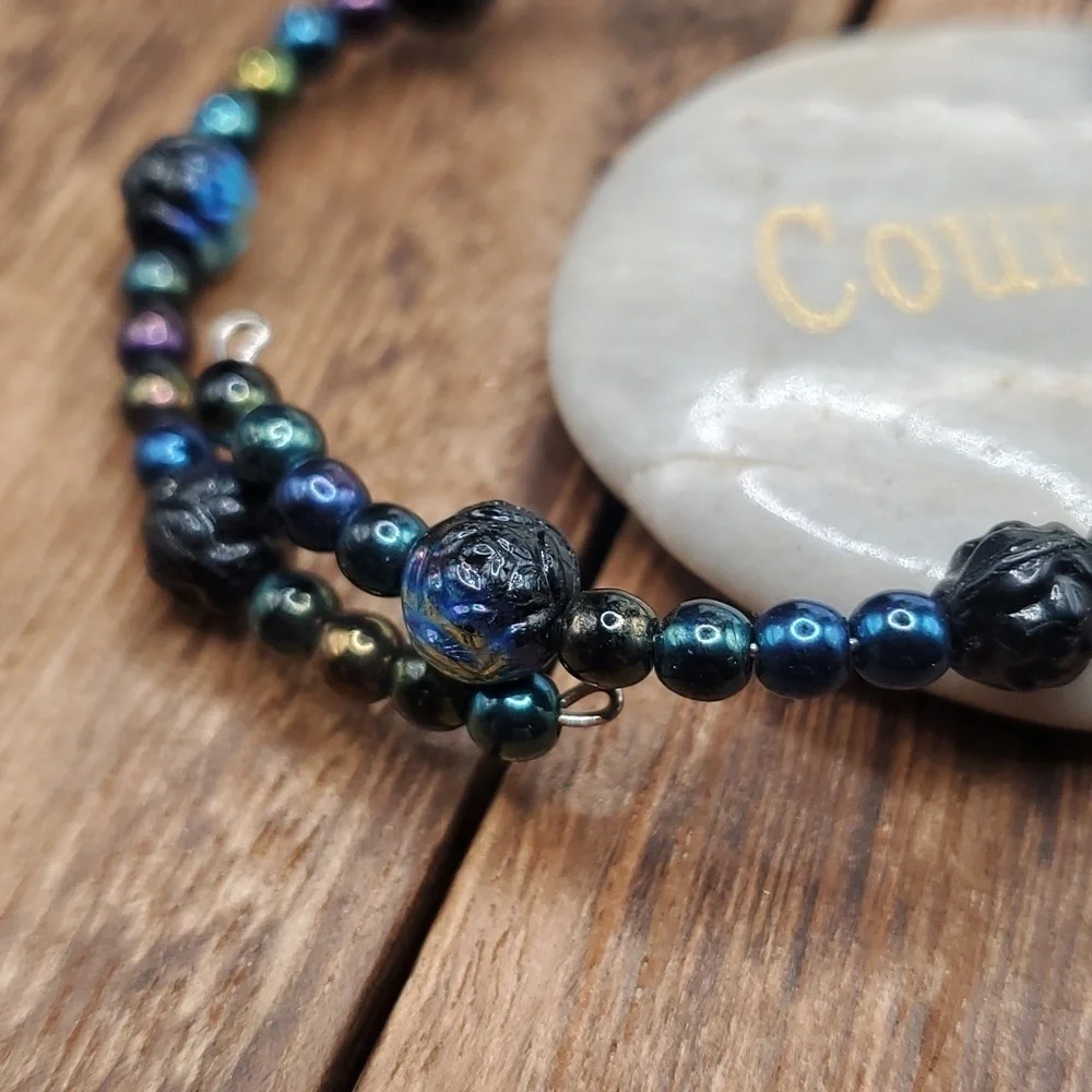 B2626 mermaid‎ rainbow sleek bracelet wire wrap